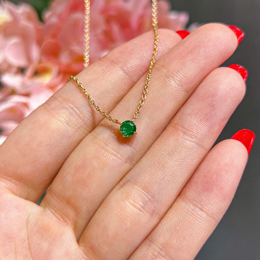 Natural Green Emerald Pendant, 0.36 Ct. TW