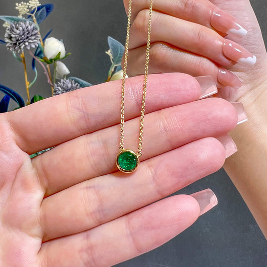 Natural Green Emerald Pendant, 0.68 Ct. TW