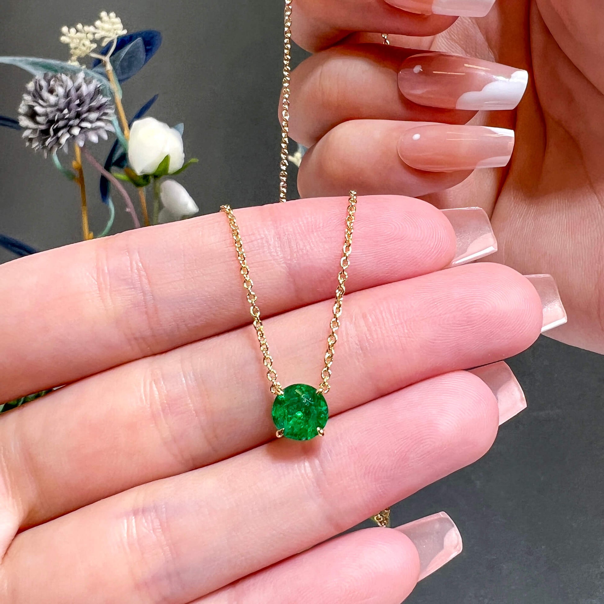 תליון אמרלד ירוק טבעי, 1.22 קראט TW