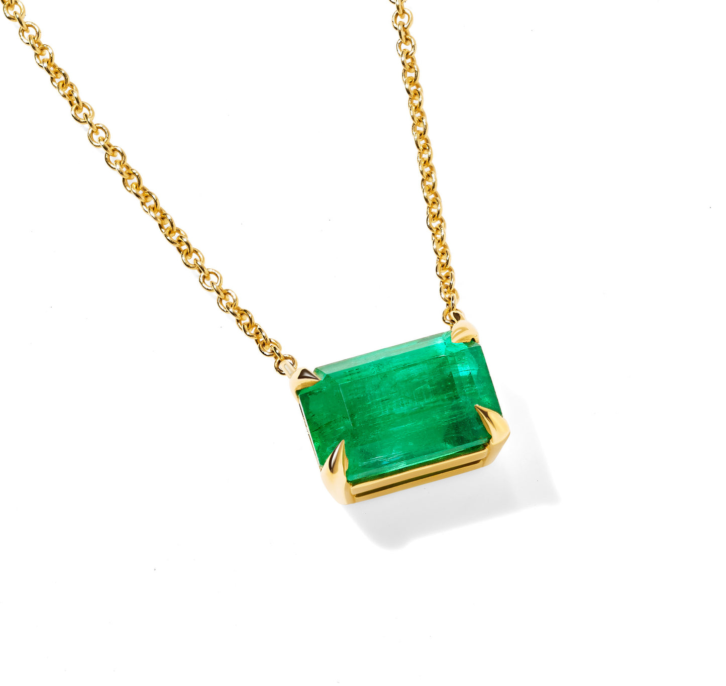 Natural Green Emerald Pendant, 3.17 Carat, Radiant Shape