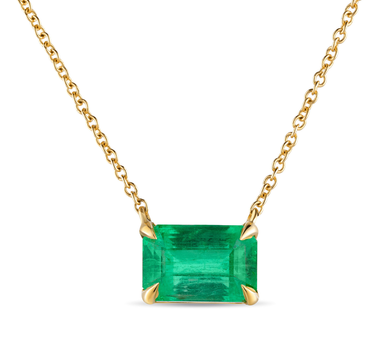 Natural Green Emerald Pendant, 3.17 Carat, Radiant Shape