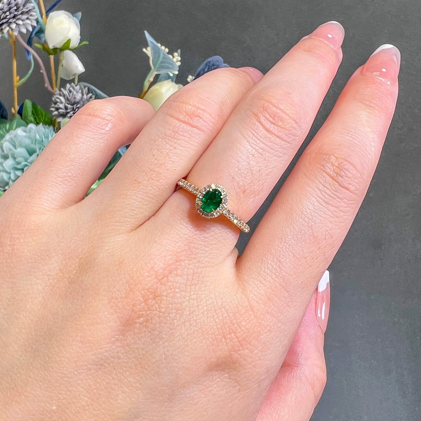 Natural Green Emerald Ring, 0.56 Ct. TW