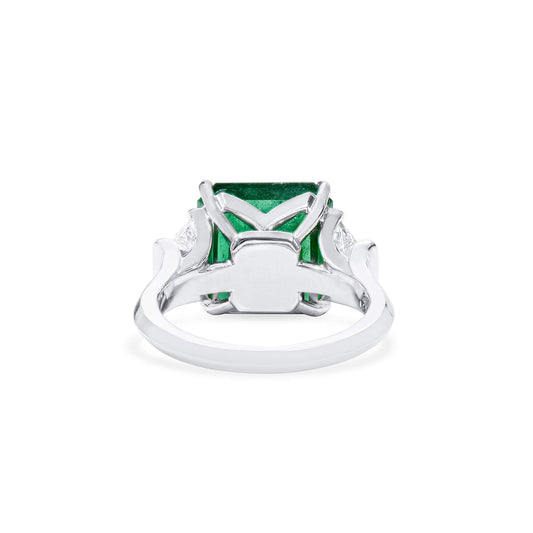 Natural Green Zambia Emerald Ring, 8.56 Ct. TW, Radiant shape, GRS Certified