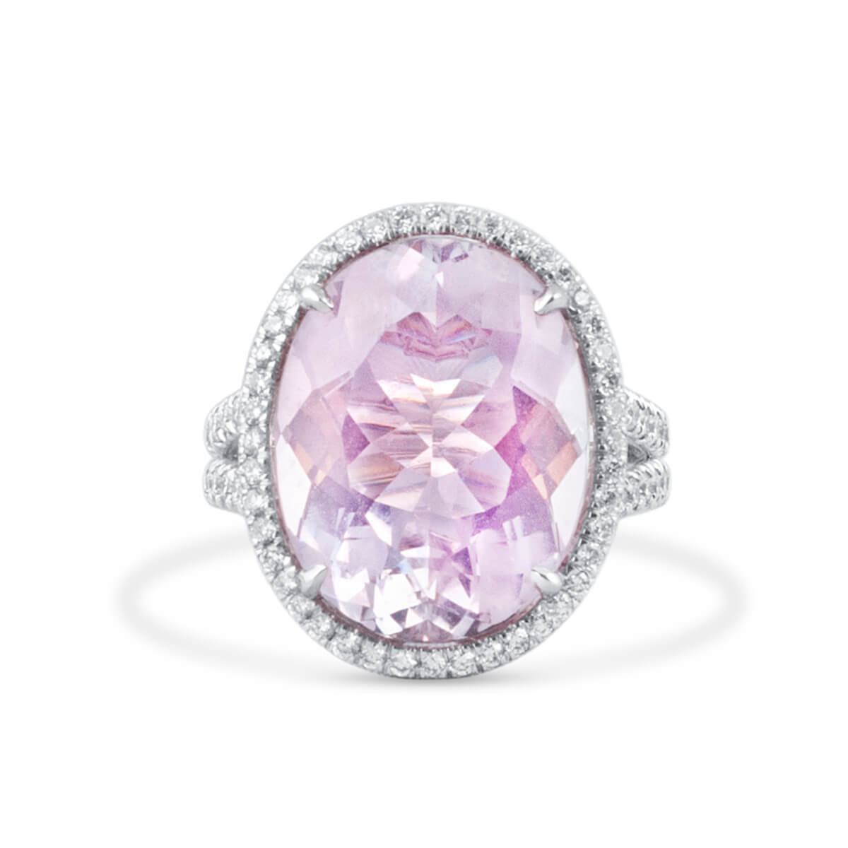 Natural Pink Morganite Ring, 11.96 Ct. TW, Oval shape IGL Certified