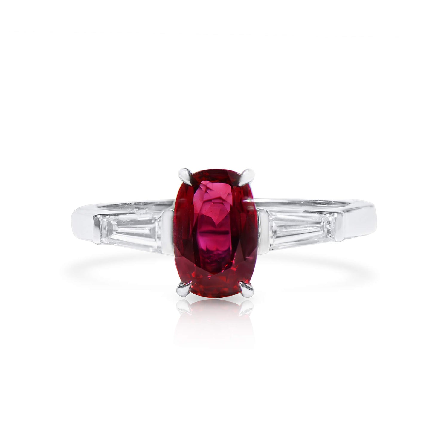 Natural Purplish Red Ruby Ring, 2.46 Ct. TW, Oval shape, GRS Certified