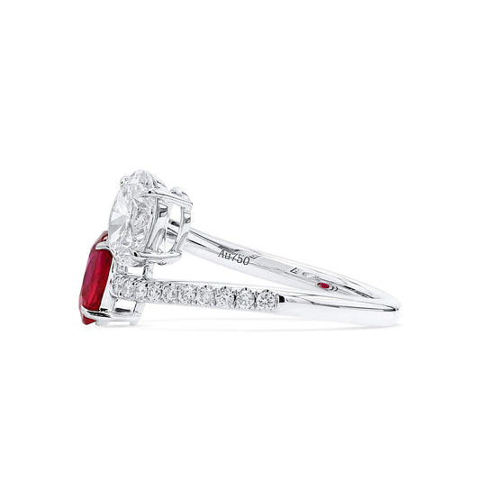 Natural Red Burma Ruby And Diamond Ring, 1.21 Ct. (2.25 Ct. TW), JCRG05536958