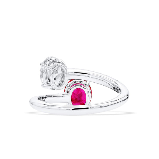 Natural Red Burma Ruby And Diamond Ring, 1.21 Ct. (2.25 Ct. TW), JCRG05536958