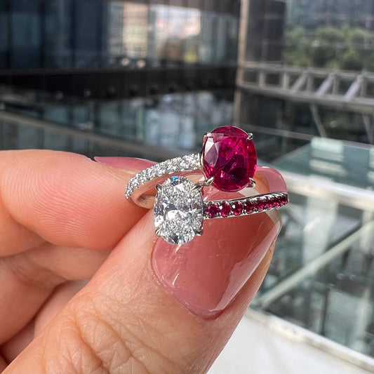Natural Red Burma Ruby And Diamond Ring, 1.21 Ct. (2.25 Ct. TW), JCRG05536958