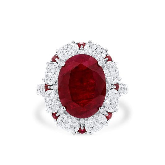 Natural Red East Africa Ruby Ring, 12.31 Ct. TW, Oval shape, SSEF Certified