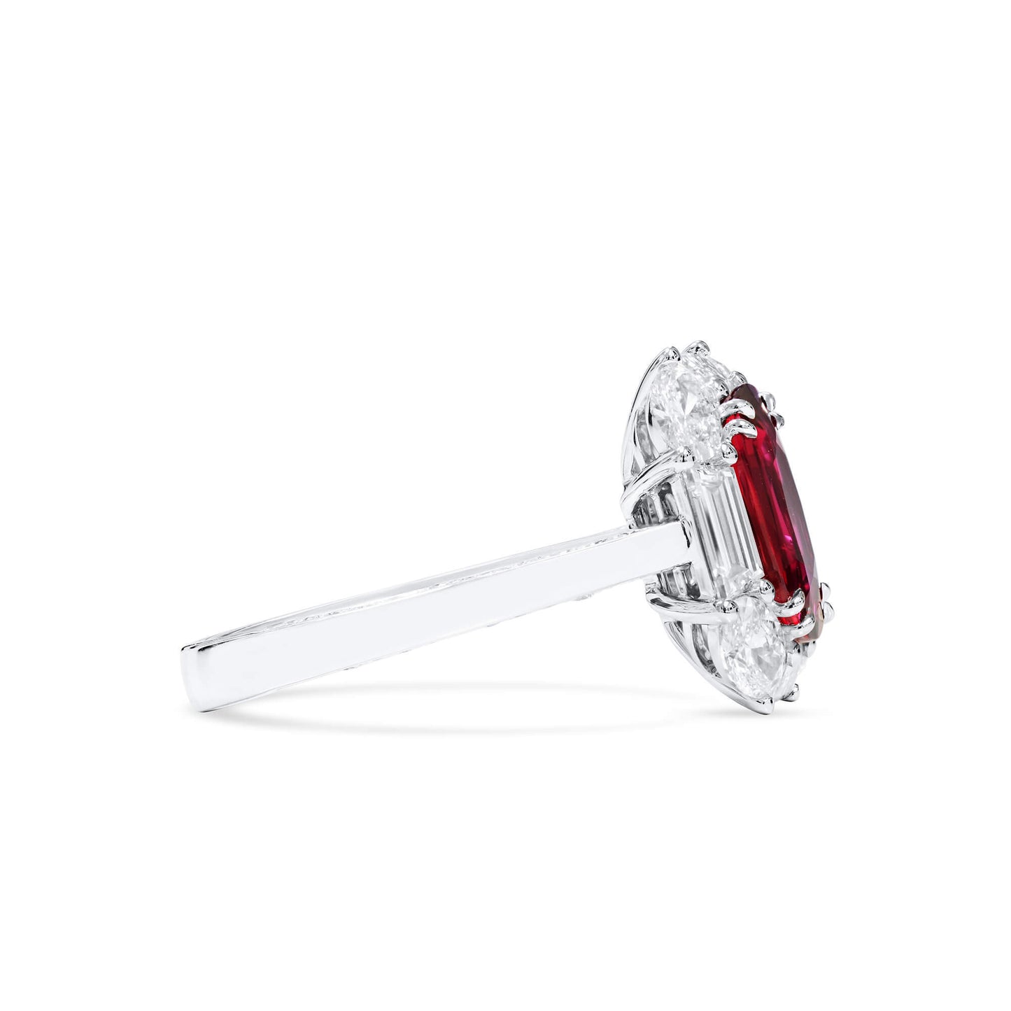 Natural Red Mozambique Ruby Ring, 3.86 Ct. TW, Oval shape, GRS Certified