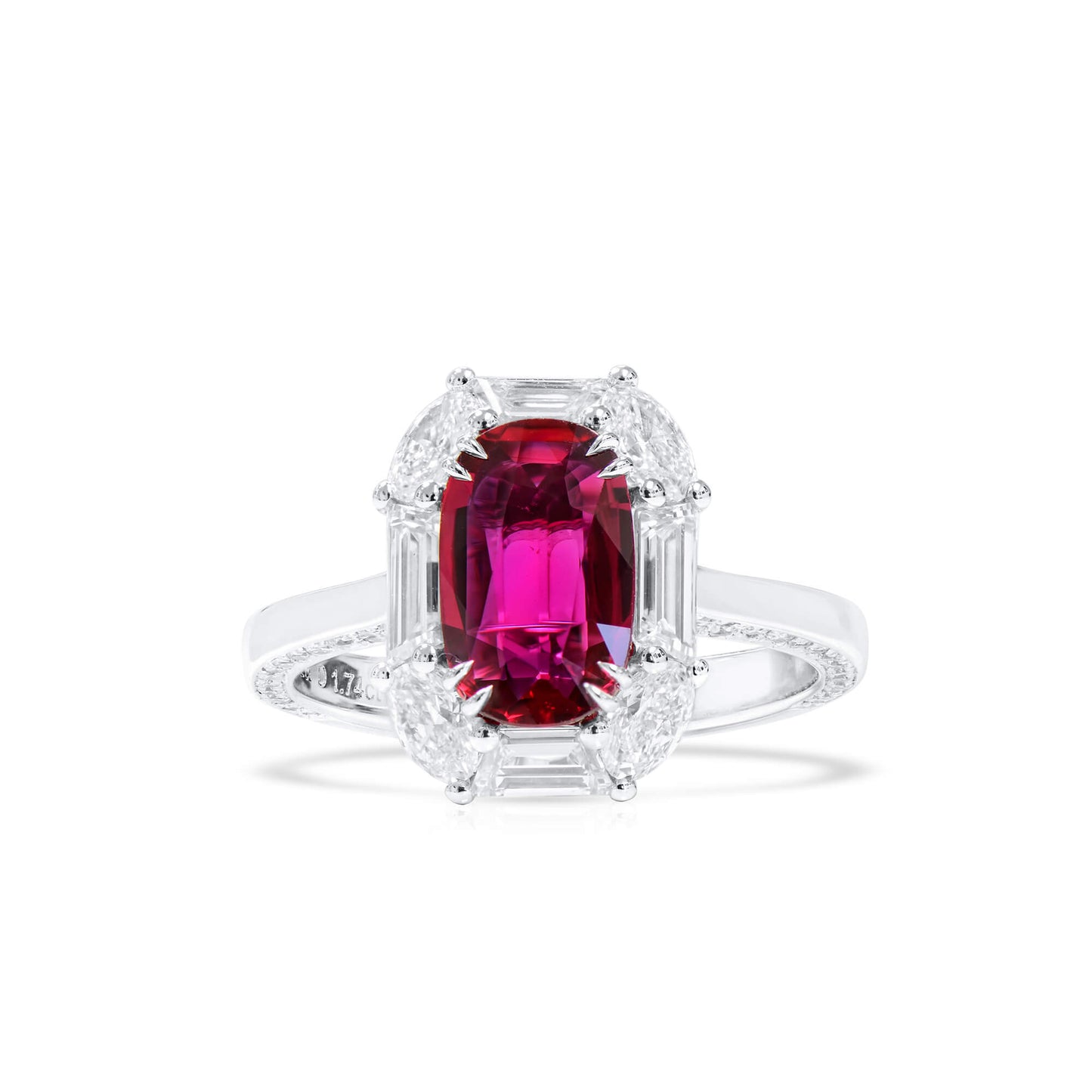 Natural Red Mozambique Ruby Ring, 3.86 Ct. TW, Oval shape, GRS Certified