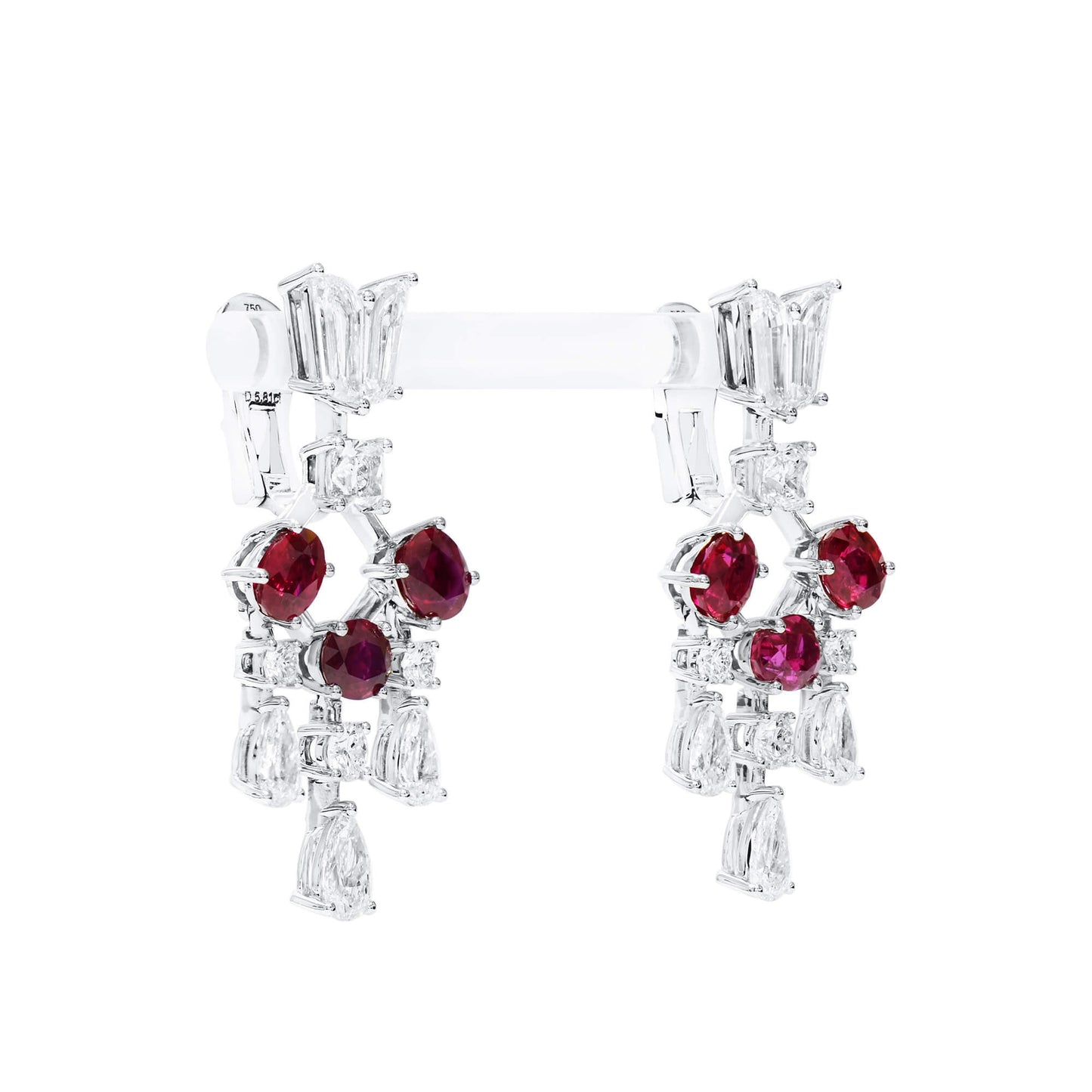 Natural Red Ruby and Diamond Earrings, 5.05 Ct. (10.86 Ct. TW), GIA Certified