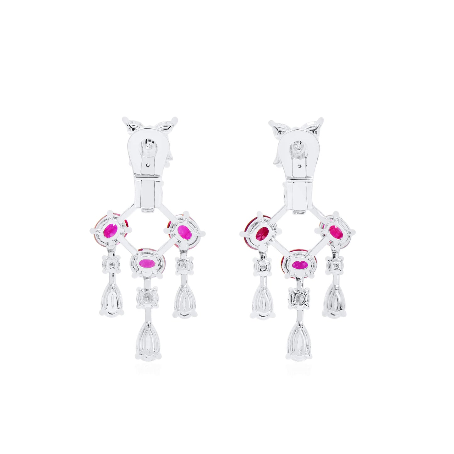 Natural Red Ruby and Diamond Earrings, 5.05 Ct. (10.86 Ct. TW), GIA Certified