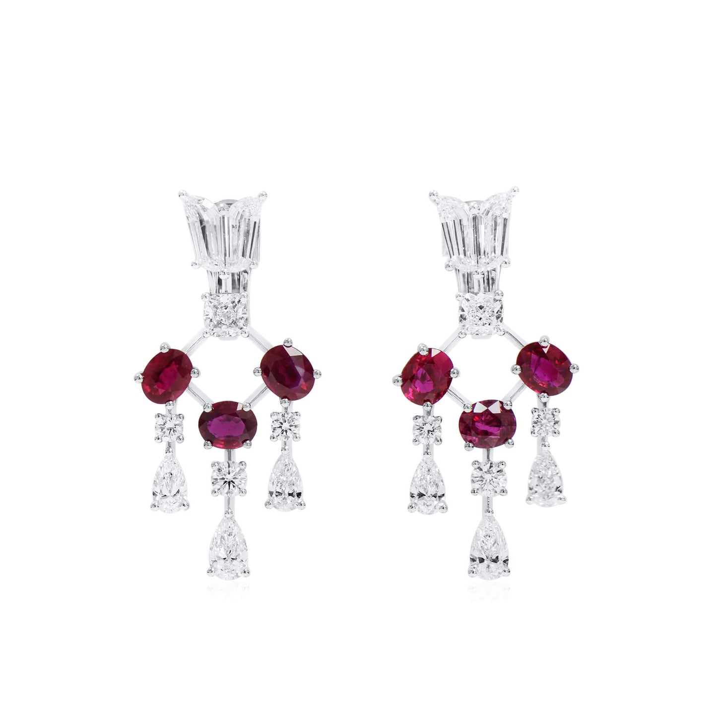 Natural Red Ruby and Diamond Earrings, 5.05 Ct. (10.86 Ct. TW), GIA Certified