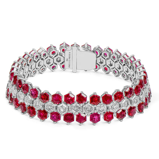 Natural Red Ruby Bracelet, 41.10 Ct. TW