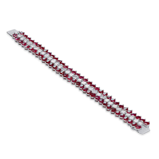 Natural Red Ruby Bracelet, 41.10 Ct. TW