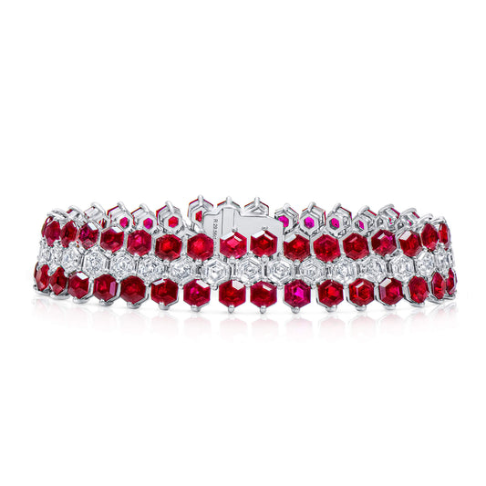 Natural Red Ruby Bracelet, 41.10 Ct. TW