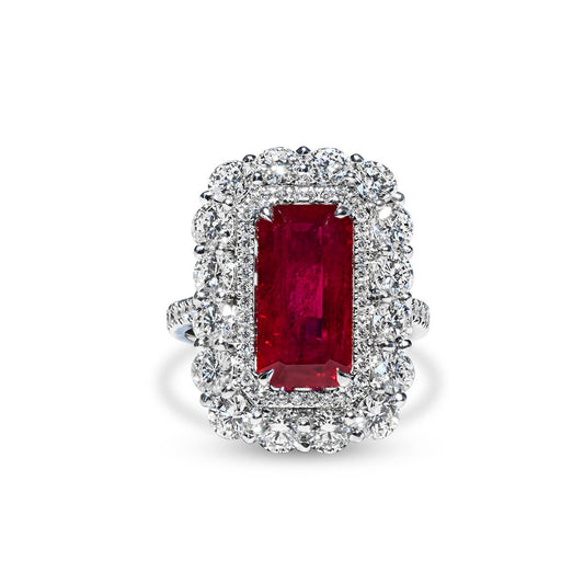 Natural Red Ruby Ring, 5.03 Ct. (8.14 Ct. TW), GRS2010-050133T, Heated