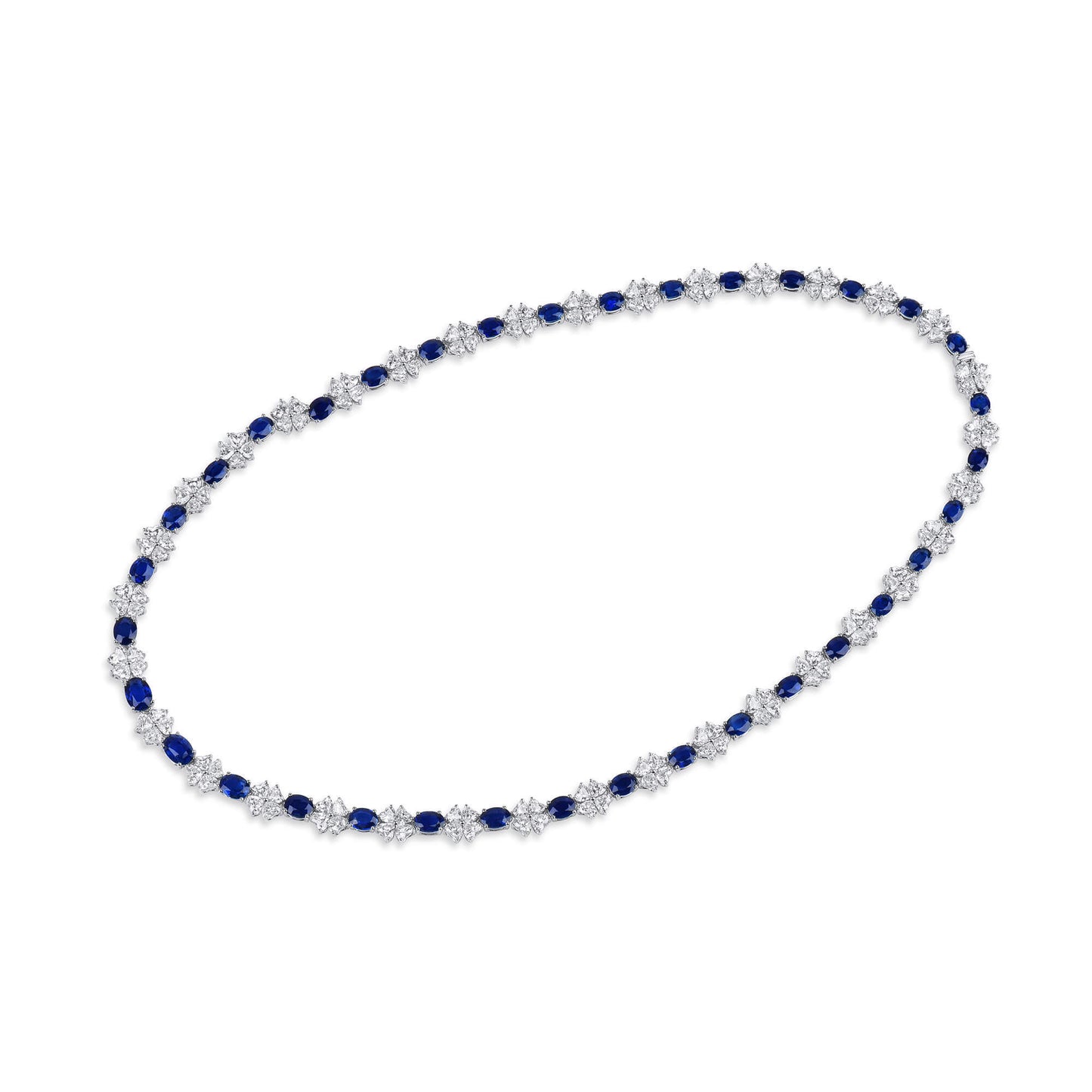 Natural Royal Blue Burma Sapphire And Diamond Necklace, 17.34 Ct. (33.03 Ct. TW), 26615505, Unheated