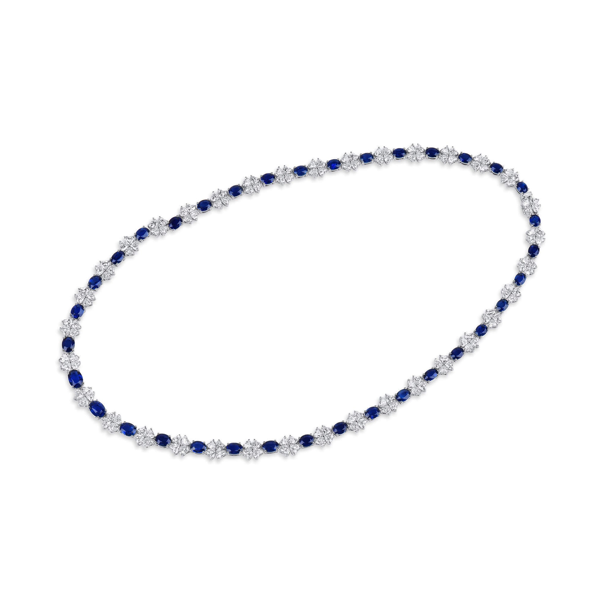 Natural Royal Blue Burma Sapphire And Diamond Necklace, 17.34 Ct. (33.03 Ct. TW), 26615505, Unheated
