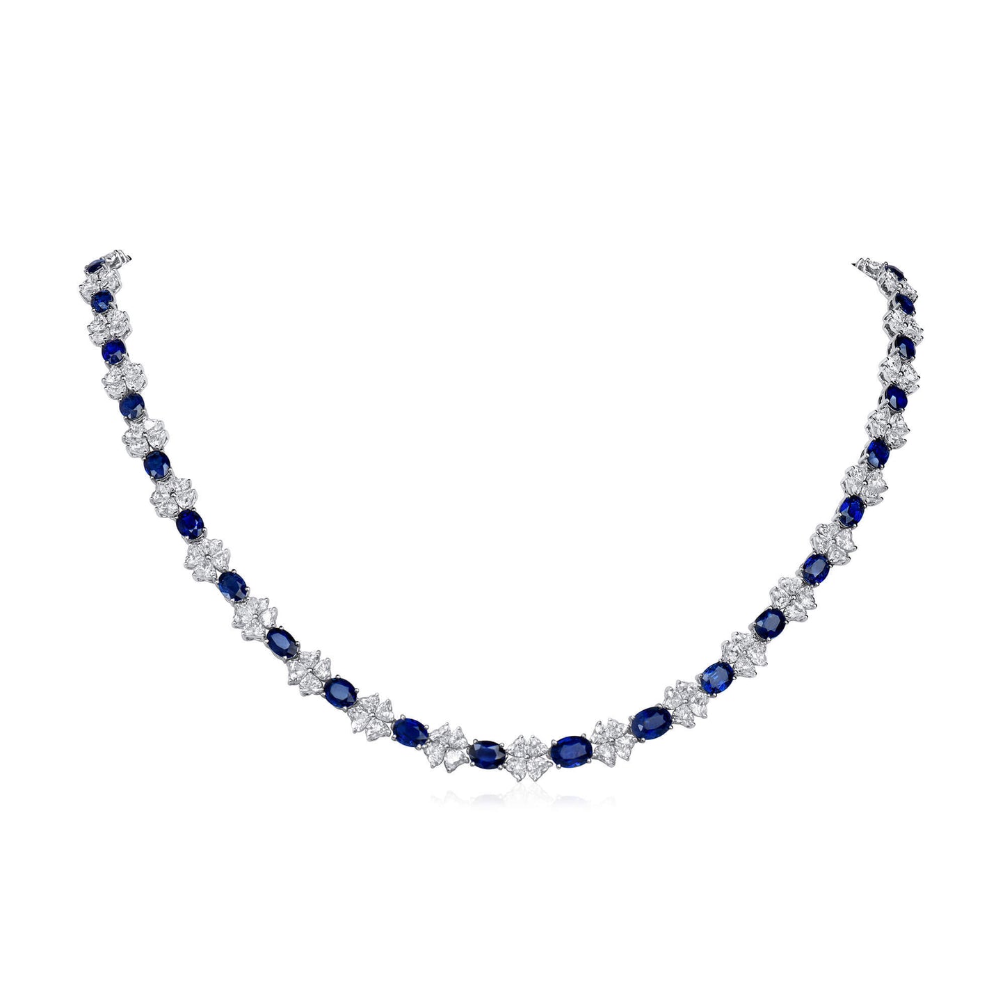 Natural Royal Blue Burma Sapphire And Diamond Necklace, 17.34 Ct. (33.03 Ct. TW), 26615505, Unheated