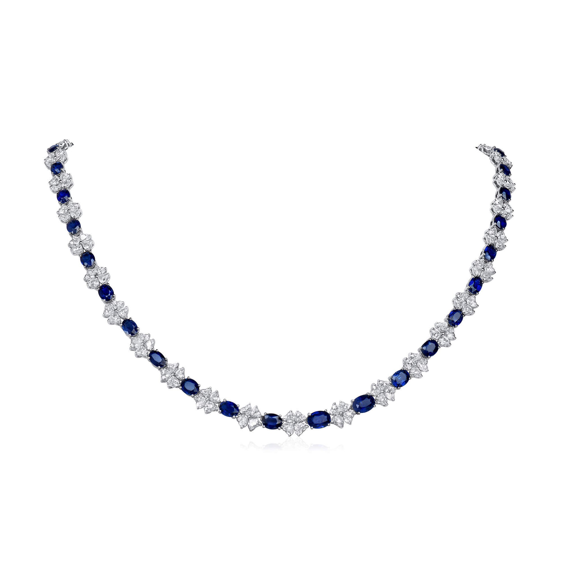 Natural Royal Blue Burma Sapphire And Diamond Necklace, 17.34 Ct. (33.03 Ct. TW), 26615505, Unheated