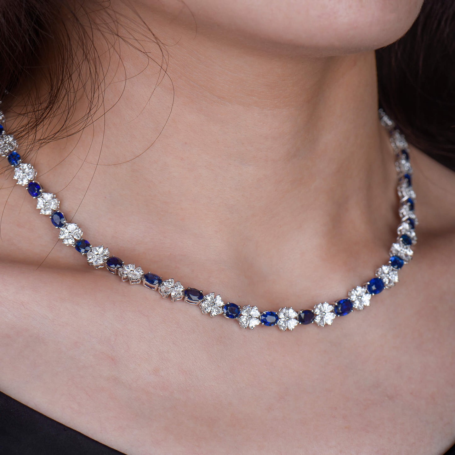 Natural Royal Blue Burma Sapphire And Diamond Necklace, 17.34 Ct. (33.03 Ct. TW), 26615505, Unheated