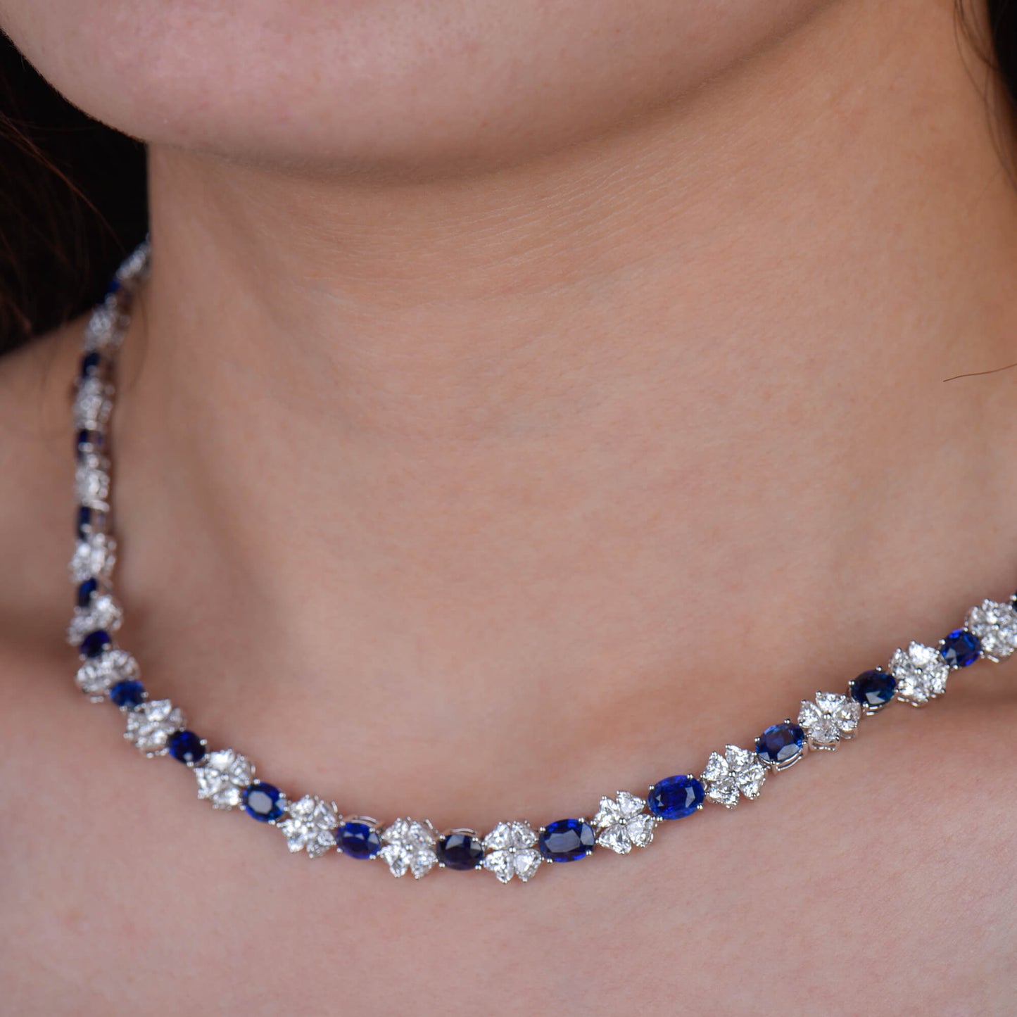 Natural Royal Blue Burma Sapphire And Diamond Necklace, 17.34 Ct. (33.03 Ct. TW), 26615505, Unheated