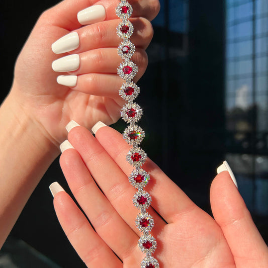 Natural Ruby And Diamond Bracelet ,  8.71 Ct. (18.84 Ct. TW), GRS Certified, Burma, Unheated