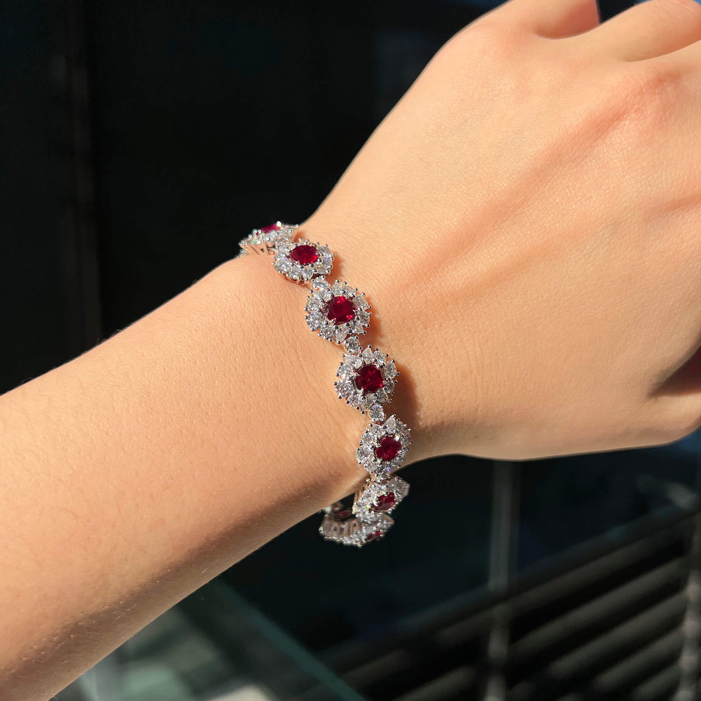 Natural Ruby And Diamond Bracelet , 8.71 Ct. (18.84 Ct. TW), GRS Certified, Burma, Unheated