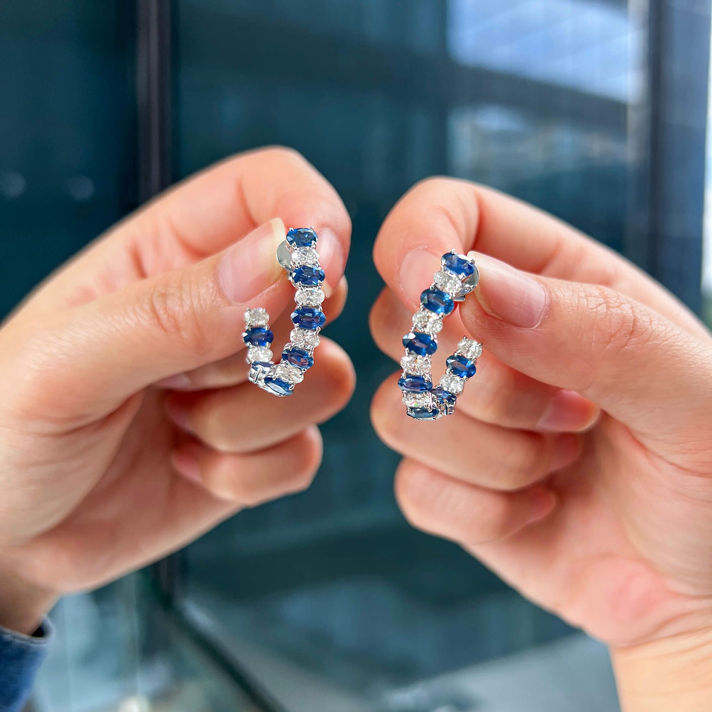 Natural Vivid Blue Sapphire Earrings, 6.67 Ct. TW