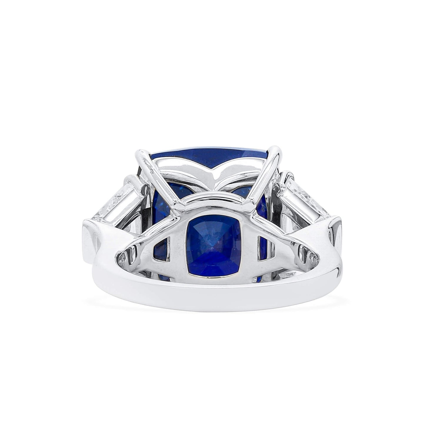 Natural Vivid Blue Sapphire Ring, 21.13 Ct. TW, Cushion shape, SSEF Certified