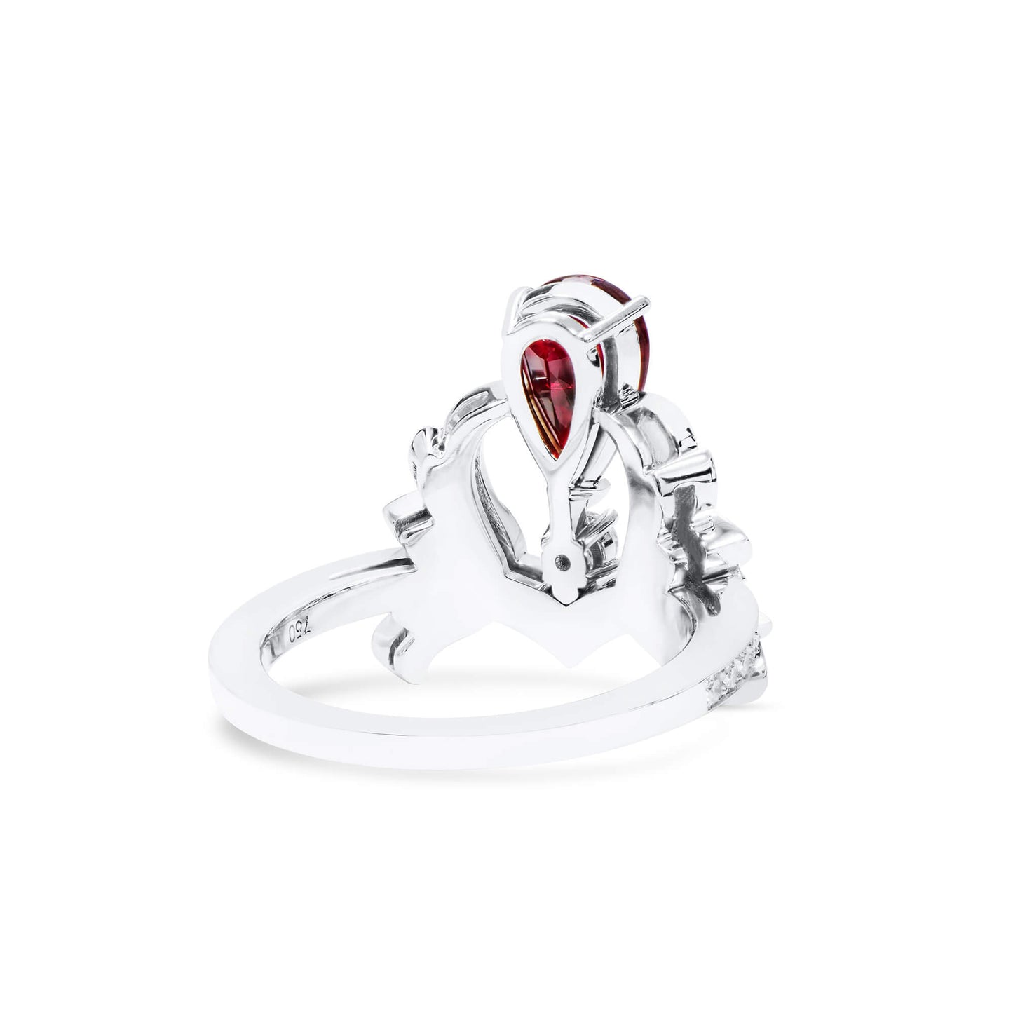 Natural Vivid Deep Red Ruby Ring, 2.23 Ct. TW, Pear shape, GRS Certified