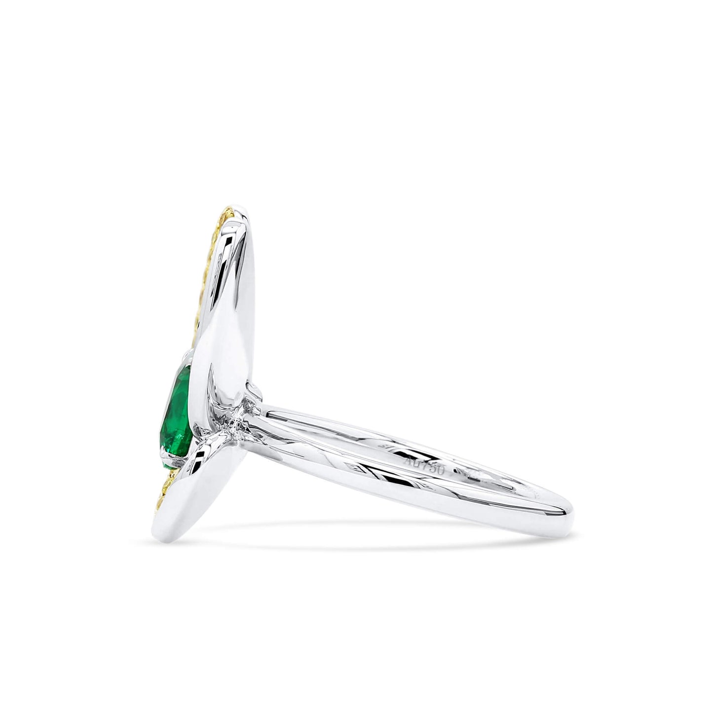 Natural Vivid Green Colombia Emerald Butterfly Shape Ring, 1.36 Ct. (2.16 Ct. TW), GRS2020-128119