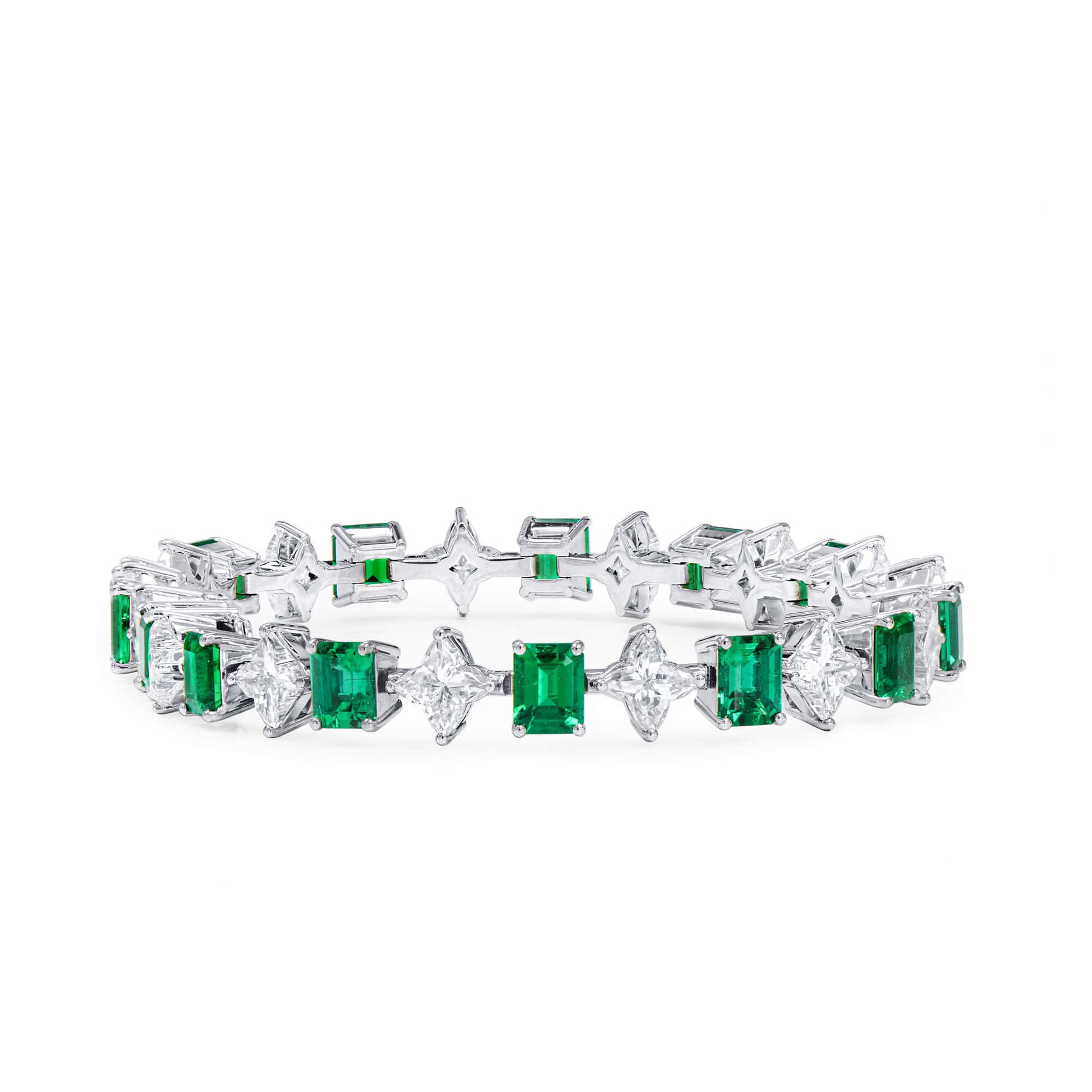 Natural Vivid Green Colombia Emerald & Diamond Bracelet, 7.90 Ct. (17.24 Ct. TW), GRS2023-088558