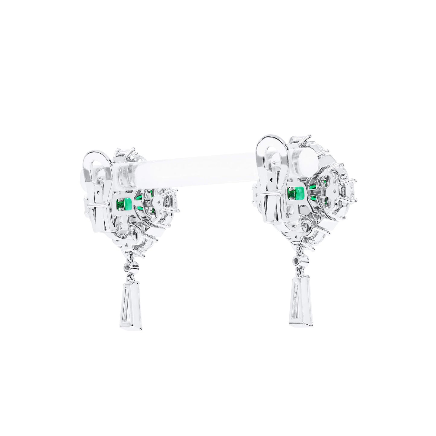 Natural Vivid Green Colombia Emerald Earrings, 9.54 Ct. TW, Octagonal shape GRS Certified