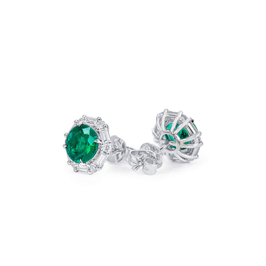 Natural Vivid Green Colombia Emerald Earrings|1.76 Ct. (2.34 Ct. TW), JCEG05539722
