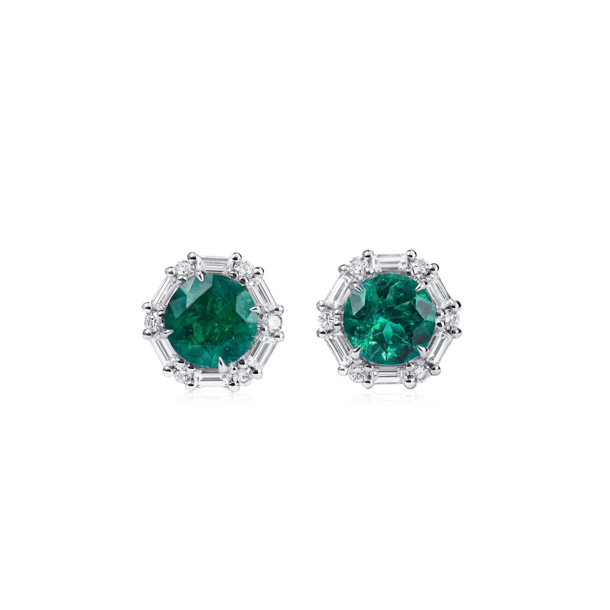 Natural Vivid Green Colombia Emerald Earrings|1.76 Ct. (2.34 Ct. TW), JCEG05539722