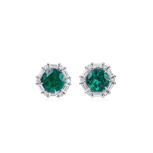 Natural Vivid Green Colombia Emerald Earrings|1.76 Ct. (2.34 Ct. TW), JCEG05539722