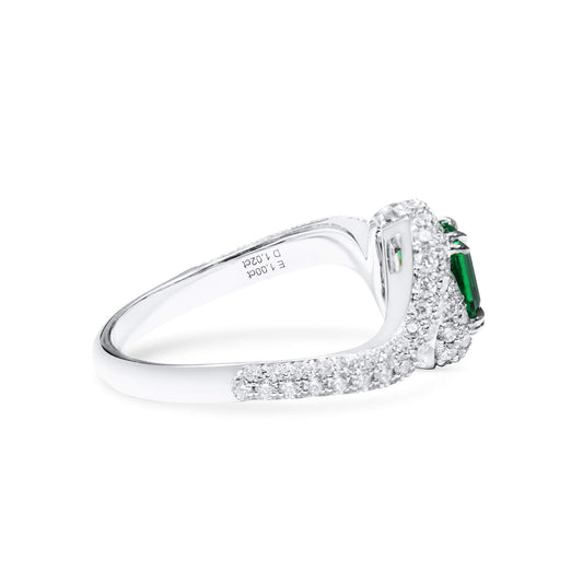 Natural Vivid Green Colombia Emerald Ring, 2.02 Ct. TW, Octagonal shape, GRS Certified