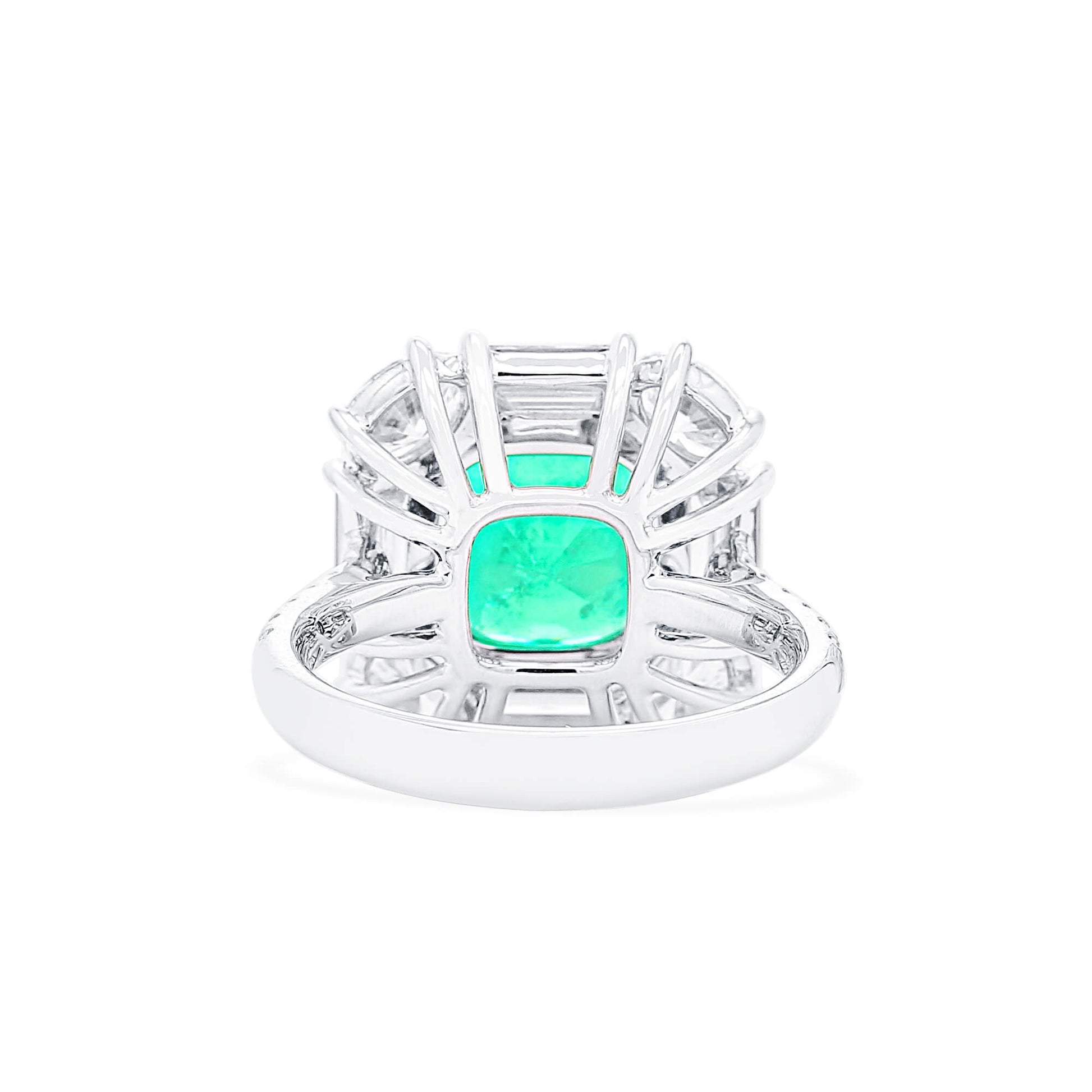 Natural Vivid Green Colombia Emerald Ring, 6.06 Ct. TW, Cushion shape, GRS Certified