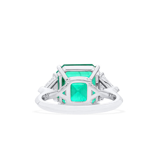 Natural Vivid Green Colombia Emerald Ring, 6.47 Ct. TW, Octagonal shape, GRS Certified