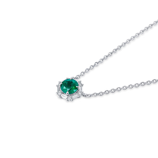 Natural Vivid Green Colombian Emerald Pendant|0.75 Ct. (1.04 Ct. TW), GRS2020-128127