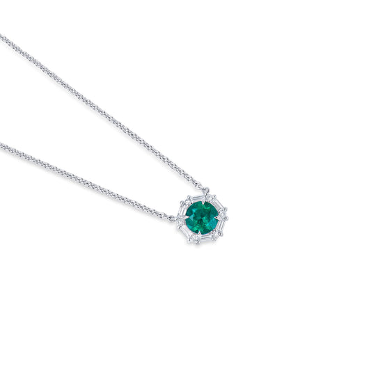 Natural Vivid Green Colombian Emerald Pendant|0.75 Ct. (1.04 Ct. TW), GRS2020-128127