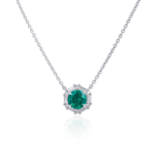 Natural Vivid Green Colombian Emerald Pendant|0.75 Ct. (1.04 Ct. TW), GRS2020-128127