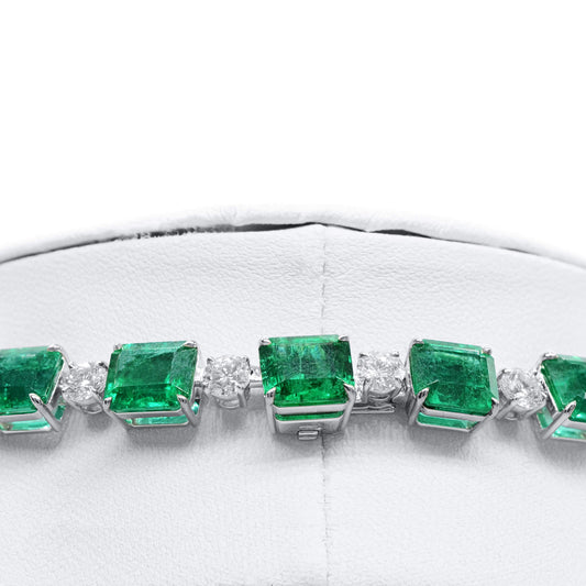 Natural Vivid Green Emerald and Diamond Necklace, 97.77 Ct. (119.01 Ct. TW), JCNG01106740