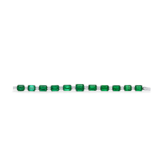Natural Vivid Green Emerald Bracelet, 32.95 Ct. (38.99 Ct. TW), JCBG01106693