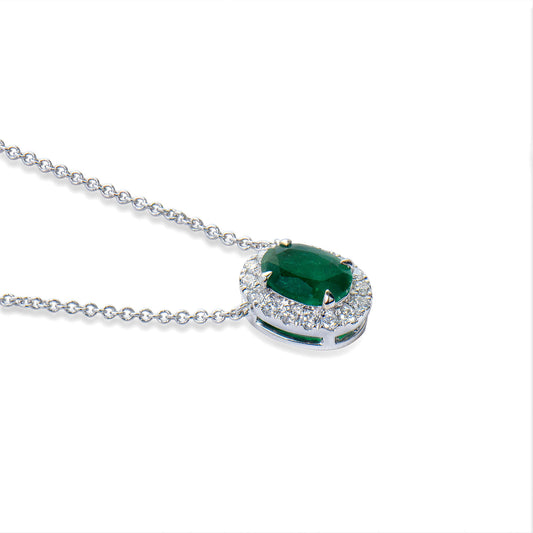 Natural vivid green emerald pendant, 0.61 CT. (0.72 CT. TW), G2112110233