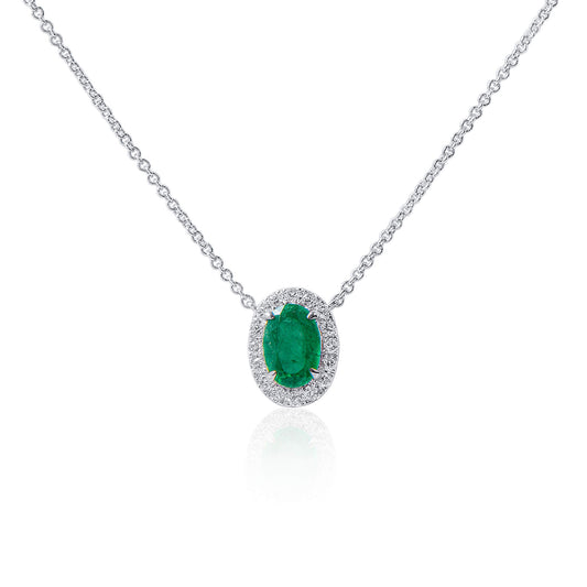 Natural vivid green emerald pendant, 0.62 CT. (0.74 CT. TW), G2112110234