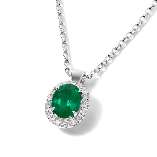 Natural Vivid Green Emerald Pendant, 0.65 Ct. (0.80 Ct. TW), G2106160425